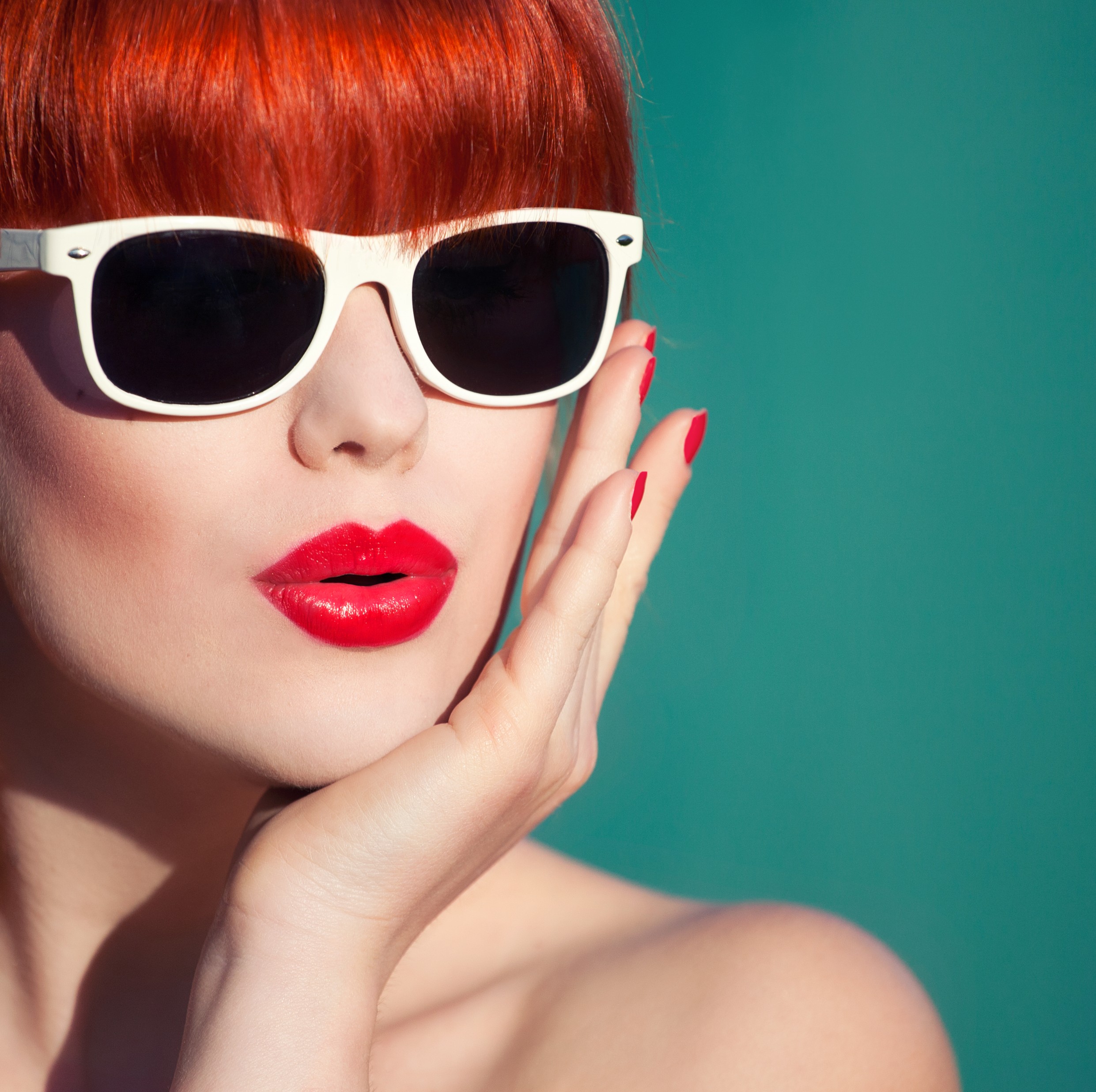 Red Hair Girl Wearing Black Glasses